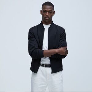 Zara Textured Bomber Jacket Black